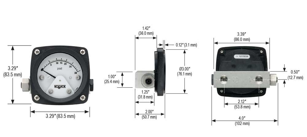25-1022-P30-S3P-1 1000 Series Piston Type Differential Pressure Gauges