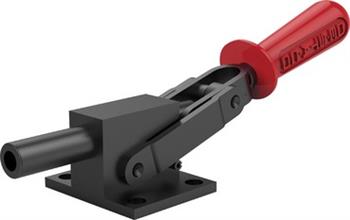 5130 Hardened plungers, Reverse acting (handle rotates backward as plunger advances) for a low profile, keeps handle out of the work zone, Hardened steel pivot pins and bushings for long life, Black oxide finish 5130 5130/5131/5133 - 5000 Series Heavy Duty Straight Line Action Clamps